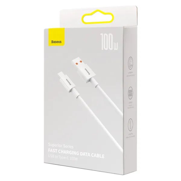Baseus Superior Series Fast Charging Data Cable USB to Type-C 100W 2m Moon White