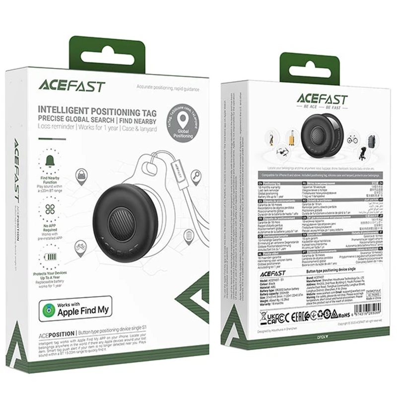 Bluetooth-трекер ACEFAST [S1] Intelligent Positioning Tag (Black)